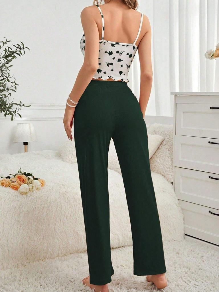 2024 Damen Europäischer & Amerikanischer Camisole Pyjama Set - Lange Hose, Bequem, Lässig, Innen-/Außenbekleidung