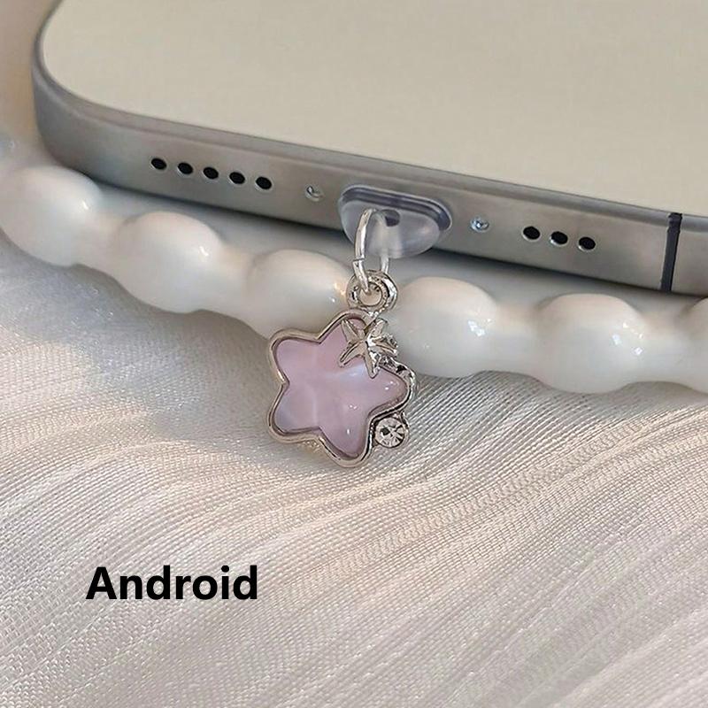 Fashion Stars Mobile Phone Dust Plug Accessories Decoration Hanging Pendant For iPhone X Samsung Type-C Micro-USB Charging Port