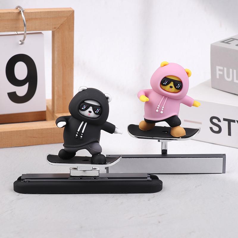 1Pc Cartoon Cute Doll Center Console Moving Bear Auto Interior Decoration Car Automatic Sliding Skateboard Bear Ornaments