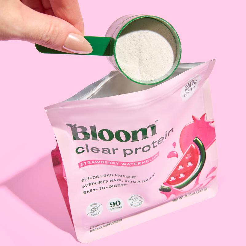 Bloom Nutrition Clear Protein - Clear Whey + Collagen Protein Blend | 20g Protein, 90 Calories, 0g Sugar, Light