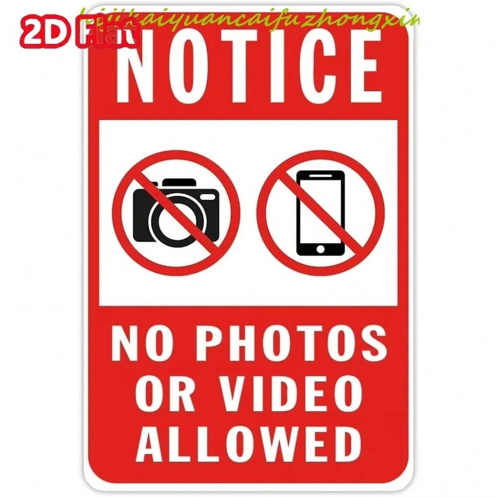 No Photos Allowed Sign Aluminum, Safety Warning Decor for Business Home Wall Halloween 20x30cm（7.8x11.8inch）