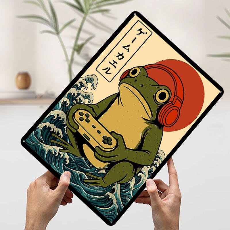 

Frog Gamer Japanese Style Gaming Printed Poster Customized Wall Art Retro Vintage Metal Tin Signs for Aesthetic Room Decor Men 7.9x11.8In(20x30cm)
