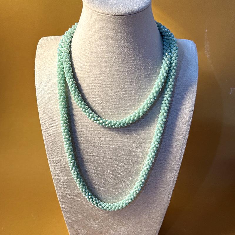 Retro Multi-layer Crystal Long Necklace - Handmade & Versatile Collarbone Chain