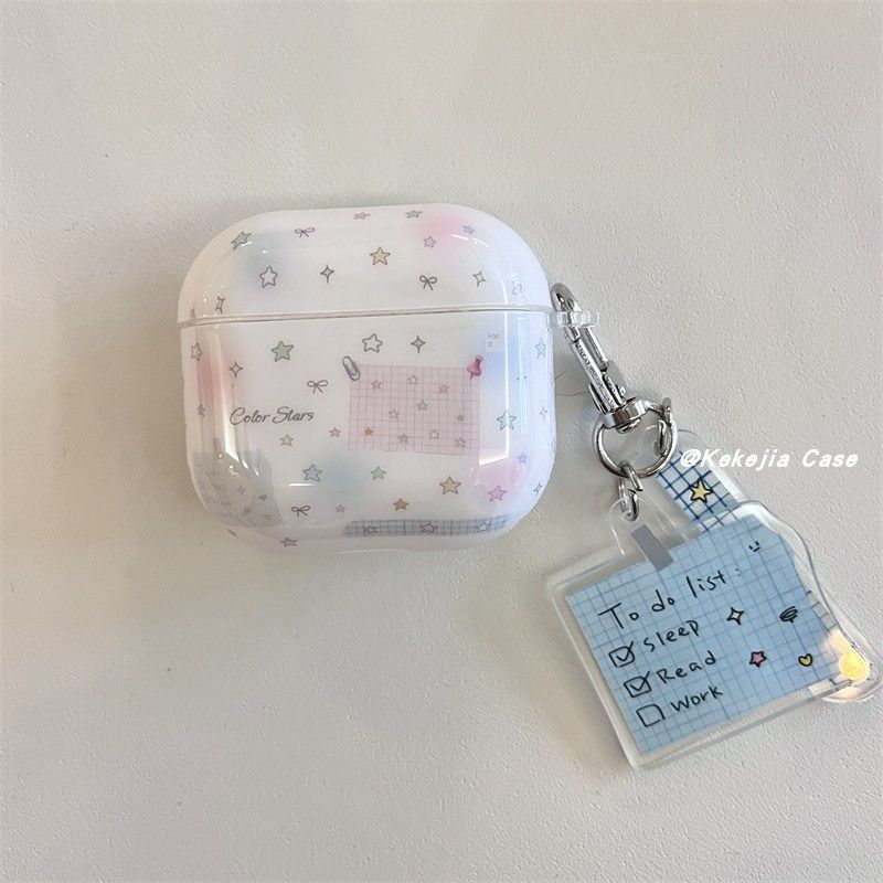 

for Airpods4 Headset Protective Case Airpodspro2 Earphone Sleeves Apple 1/2/3 Generation Wireless Bluetooth Earbuds Case All-Inclusive Drop-Resistant Apple AirPods 4 Headset Star Notes + Pendant