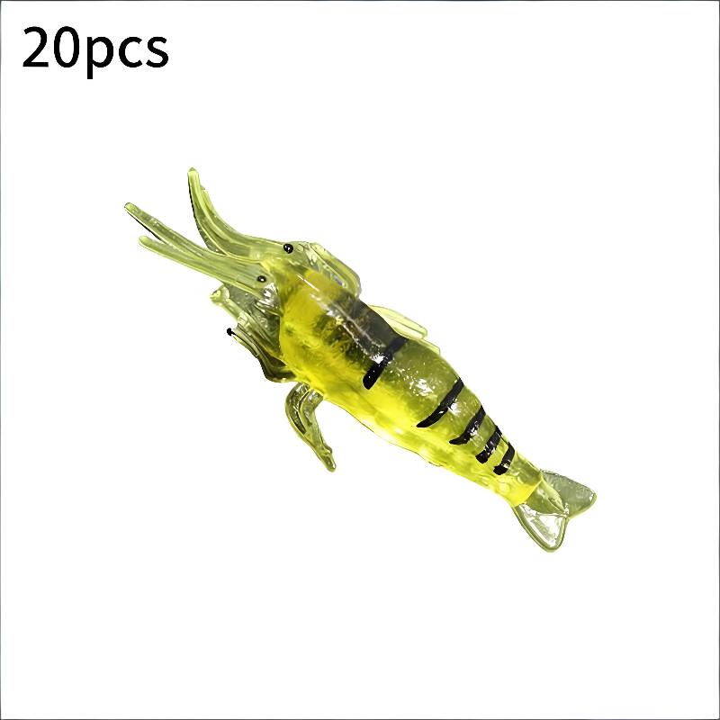 

20pcs Soft Silicone Simulation Shrimp Lure With Hook Soft Bionic Baits Fishing Accessory for Multiple Water Types Use