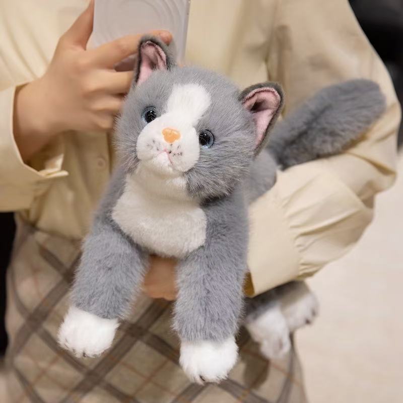 38cm Simulation New Prone Cat Doll Stuffed Plush Toy Cartoon Anime Cute Pillow Pillow for Children's Birthday Gift Fun Doll