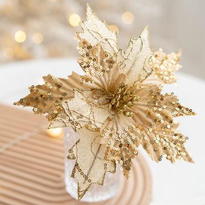 Flores de Natal Decorações de árvores de Natal Decorações para TreeHome Glitter Artificial Flor Falsa Enfeites de Natal Navidad Enfeites de Ano Novo Natal