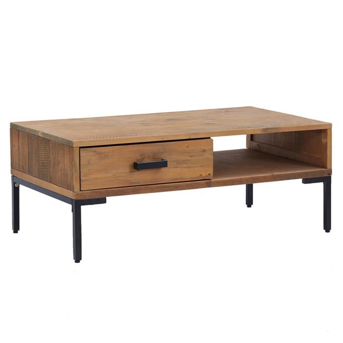 349929 vidaXL Table basse 90x50x35 cm Bois de pin massif recyclé