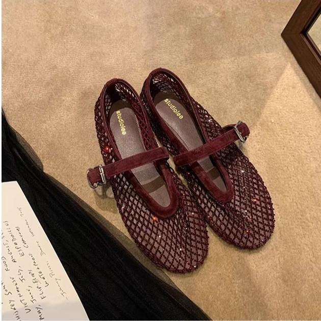 Ballet Shoes - Flat-bottomed Single Shoes for Women, Made of Mesh Material, As Women's Sandals Devotion