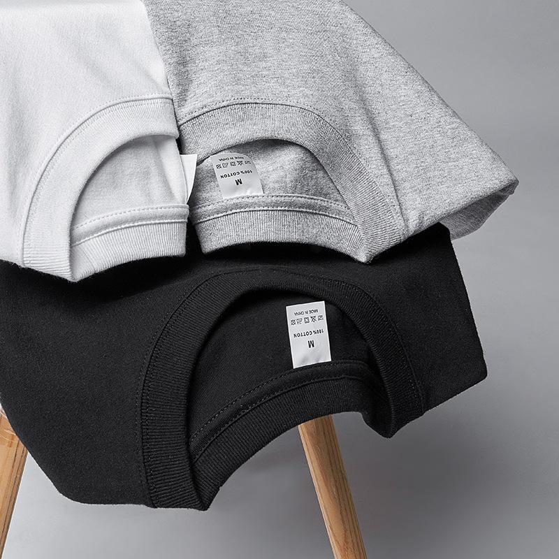 210g Schwergewichtiges Langarm-T-Shirt aus reiner Baumwolle mit Rundhalsausschnitt, einfarbig, lockere Passform für Männer und Frauen