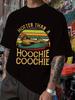 "Hotter Than a Hoochie " Graphic T-shirt - Black Casual Summer Tee with Colorful Beach Print