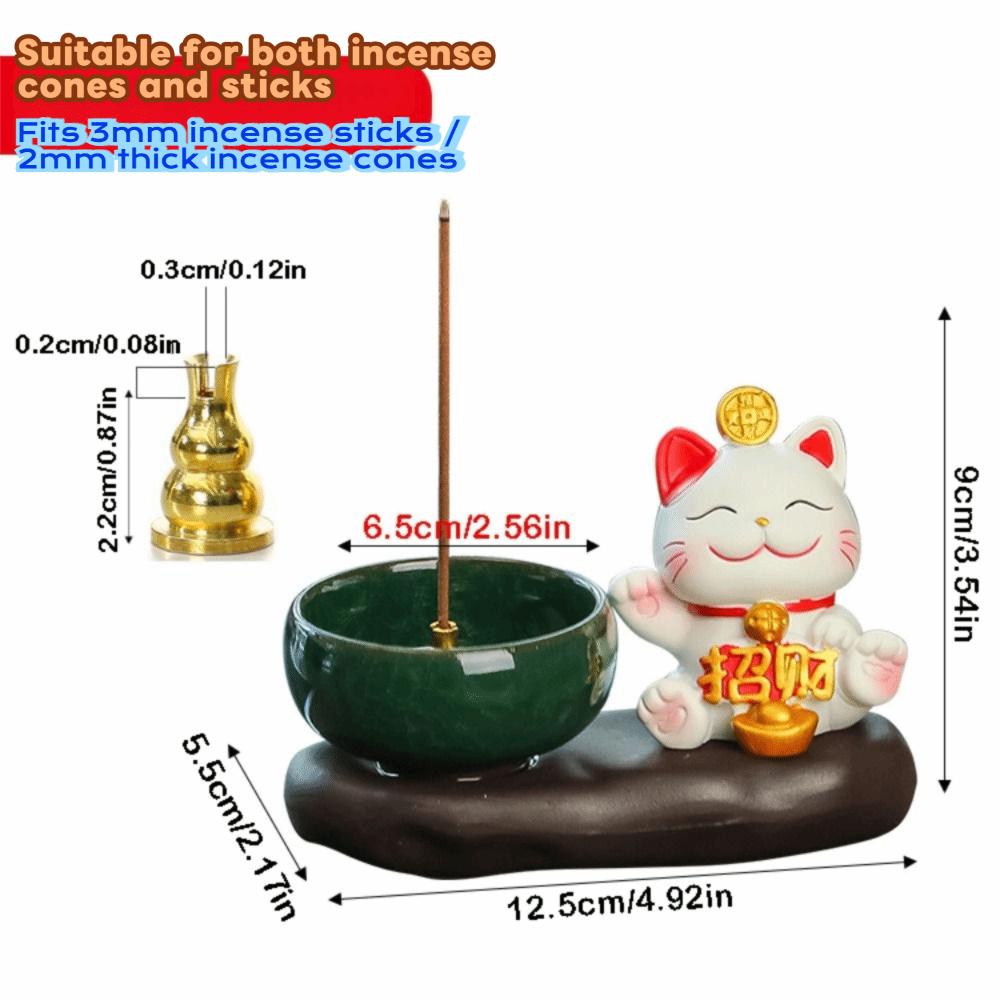 Gift Creative Lucky Cat Incense Burner Chinese Style Ceramic Aromatherapy Base Cute Zen-like Tea Table Oraments Offices