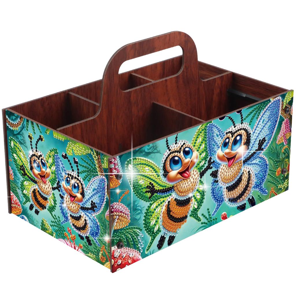 DIY Wooden Diamond Art Painting Storage Box Kit with Handheld Diamond Art Painting Holder Box for Home Office Decor Crafts Gift