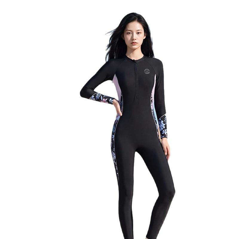 Womens Full Coverage UPF 50 Long Sleeve Rash Guard Swimsuit With Built-in Bra Pad Surfing Diving Sun Protection