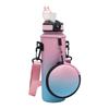 - 1000ML Drink Bottle Frosted Gradient Sports Water Bottle (Pink+Green)
