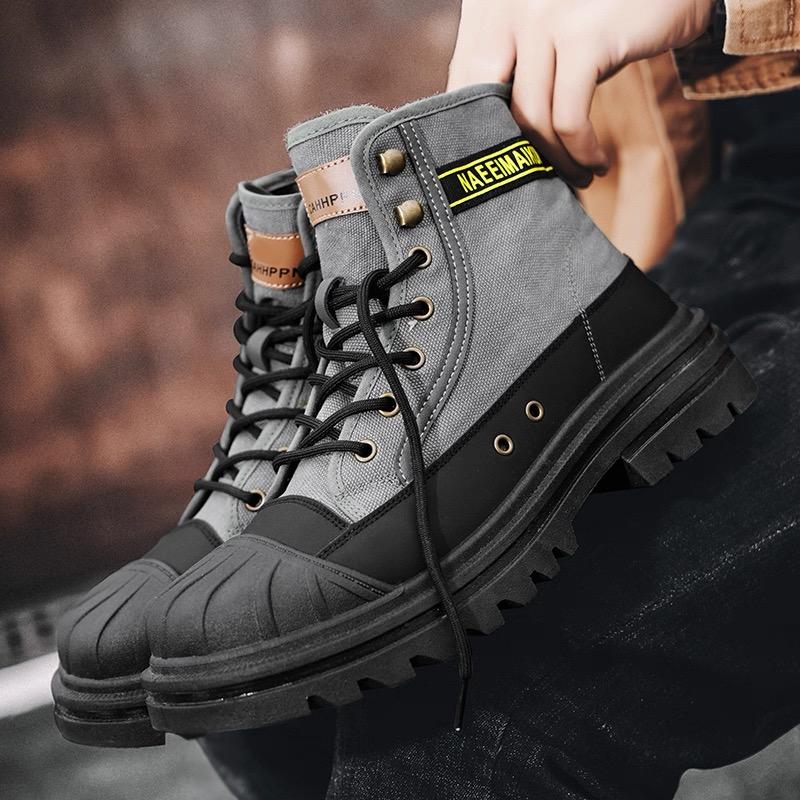 Men's High-top Boots Classics Canvas Casual Sports Boot Lace Up Desert Ankle Boot Safty Work Boots for Men Sneakers Botas Hombre