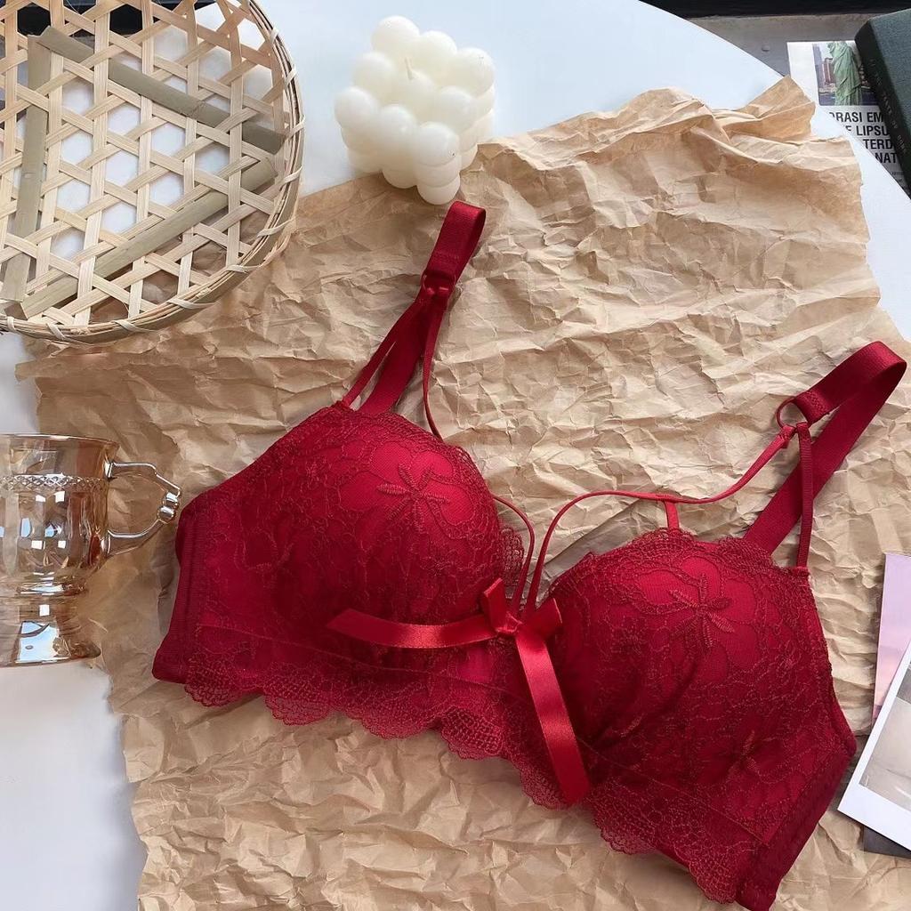 Sexy Lace Corrective Push Up Bra Set, Side Gathering Shaping Small Bust Women Lingerie Set