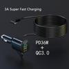 Car Power Adapter Small  USB Cable Fast Charging Adapter 3.5M Long Featuring QC3.0 & PD36W Quick Charges for DVR Devices