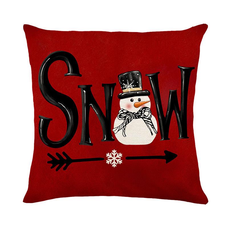 Christmas Pillowcase Decorative Linen Printed Porch Courtyard Sofa Home Decoration Pillowcase