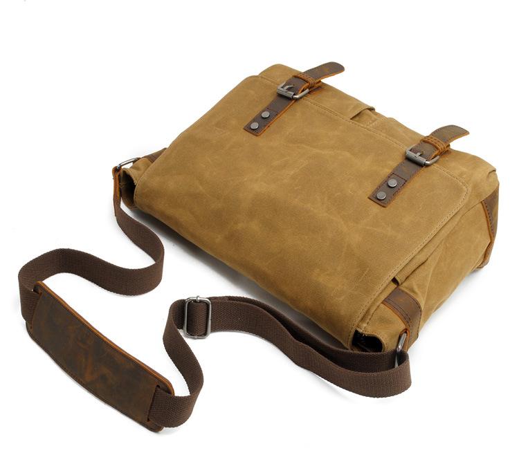 New Fashion Thick Wax Canvas Men Shoulder Bag Messenger Bag Men Crossbody Bag Vintage Male Leisure Sling Bag Casual Boy
