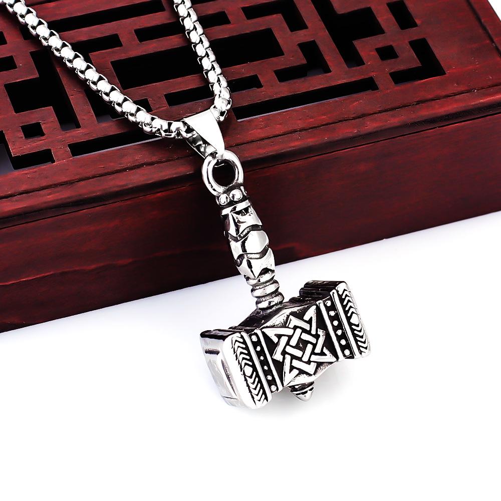 Retro Viking Thor's Hammer Stainless Steel Pendant Necklace