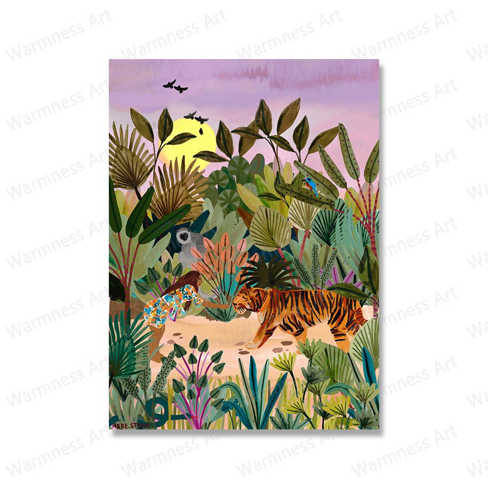 Landscape Rainbow Mountain Sunrise Canvas Painting Animal Ducks Tiger Prints and Posters Tropical Jungle Wall Art Pictures Decor No Frame