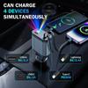 Upgraded 120W PD+USB Quick Charger with 2 Retractable Cable Fast Charging Car Phone Charge with Ambient Light Car Roof Light 4in1 Power Adapter