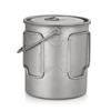 TOMSHOO Ultralight 750ml Titanium Pot Portable Titanium Water Mug Cup with Lid and Foldable Handle Outdoor Camping Cooking Picni
