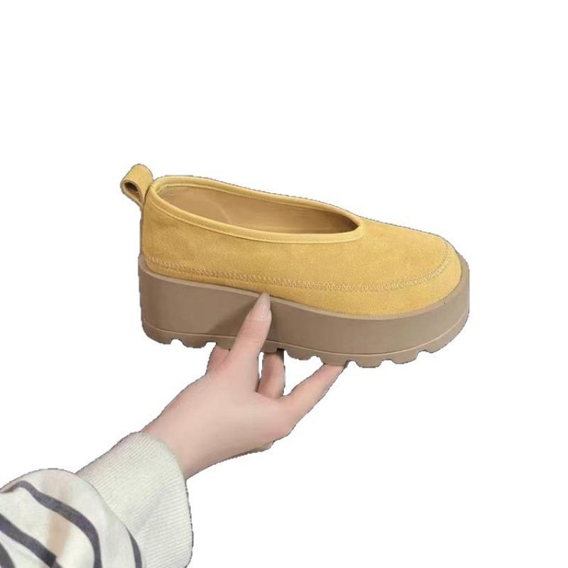 Jesienne mokasyny damskie na grubej podeszwie, nowe, dla leniwych, małe buty na wysokim obcasie, wsuwane