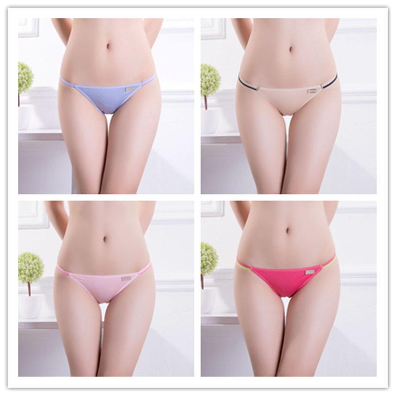 Women's Sexy Underwear String Panties Low Waist Seamless Briefs Ladies Bikini Soft Cotton Lingerie 4 Pcs/set