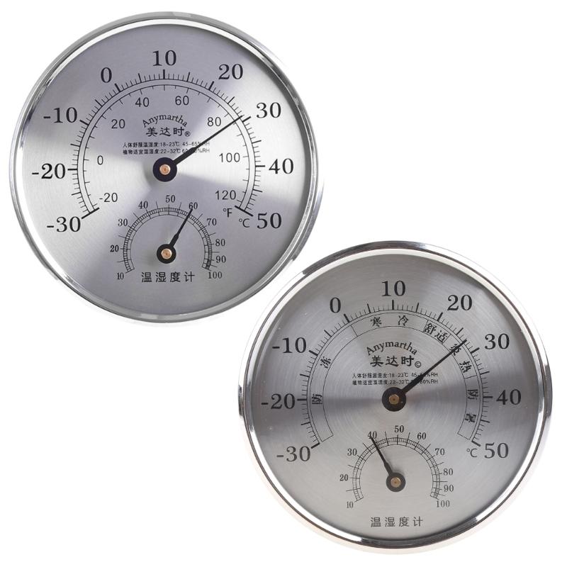Indoor Outdoor Thermometer Round Large Wall Thermometer-Hygrometer Waterproof Does not Require Battery