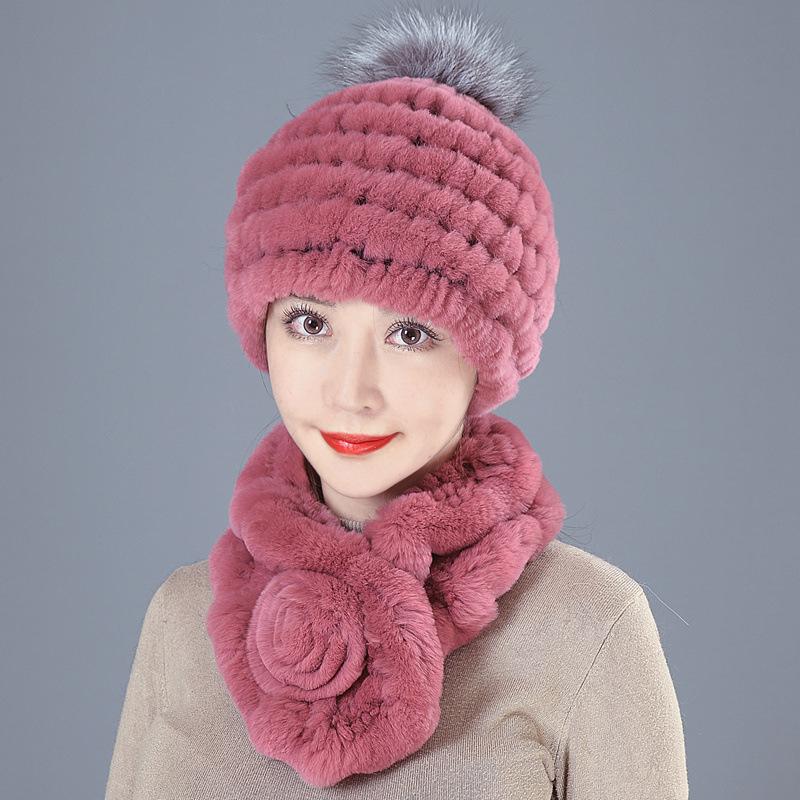 New Rex Rabbit Hair Hat Female Winter Mother Middle and Old Fur Hat Thickened Warm Rabbit Hair Plush Round Hat