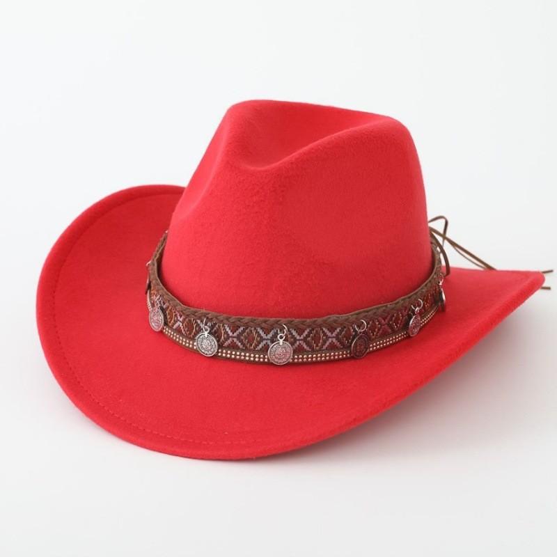 European and American New Accessories with Curved Brims Western Cowboy Hat Top Hat Tibetan Retro Jazz Hat Felt Hat Wool Riding Hat