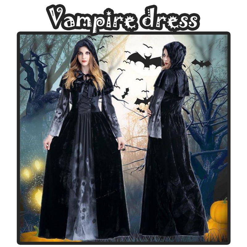 Vampire Halloween Long Dress Witch Roleplaying Out Of The Bar Stage Costumes