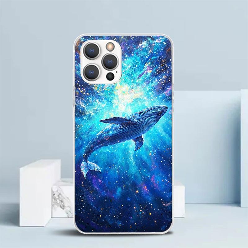 Humpback Whale Sea Giant Soft Cover for iPhone 16 17 Air 15 14 Pro Max 16E Phone Case 13 Mini 12 11 7 SE 8 Print Pattern Fit Cas