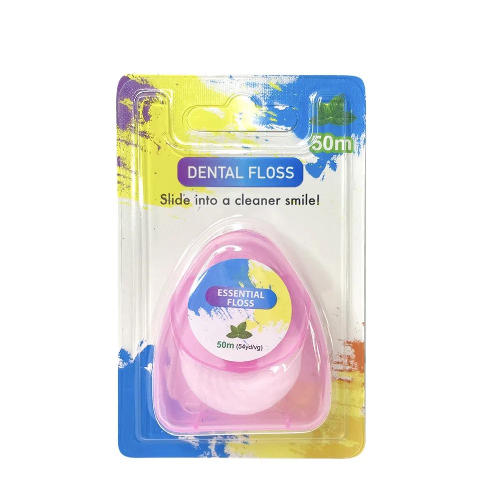 50M Triangle Dental Floss Ring Disposable Micro-Wax Floss Gentle Cleaning Mint Floss Roll Interdental Cleaning Tool