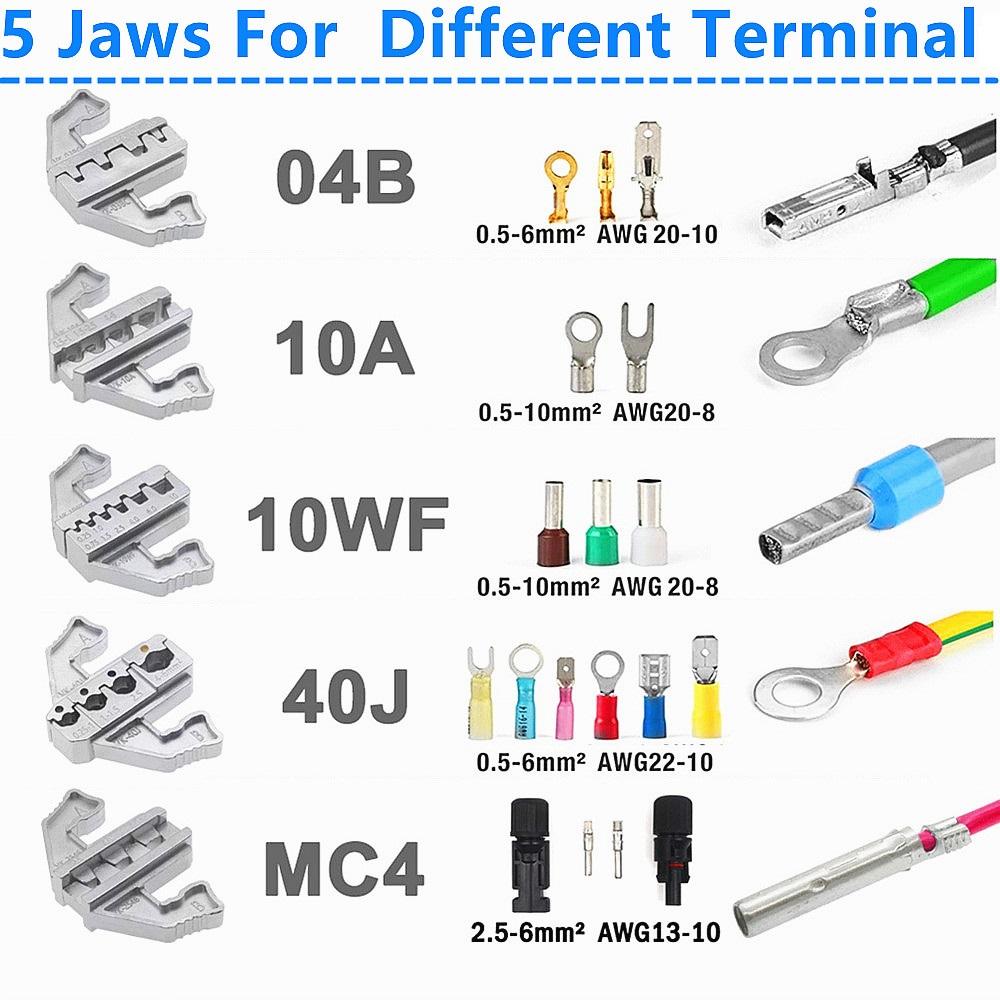Crimping Tool Set Ratcheting Wire Crimp Pliers For Heat Shrink Non-Insulated Open Barrel Ferrule Connector Solar Energy Terminal
