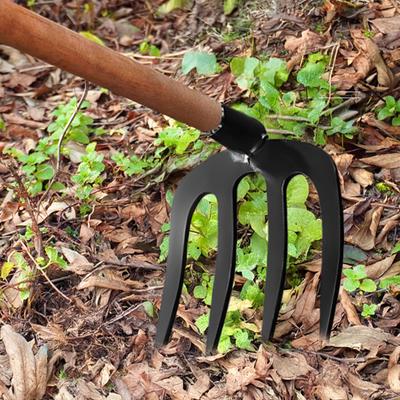 Heavy Duty Weed Puller Gardening Hand Weeder Steel 4-Tine Weeding Tool for Lawn Digging Aerating Soil Loosening Weeding