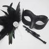 Halloween Masquerade Mask Black Feather Sexy Half Face Eye Party Cosplay Performance