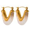 Yhpup Fashion Acetic Acid Acrylic Stainless Steel V Shape Triangle Hoop Earrings for Women Temperament Charm Jewelry Gift