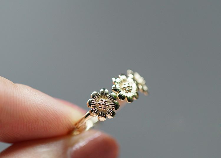 Vintage Sunflower Sunflower Thai Silver Ring With 18K Chrysanthemum Plated Engagement Ring no. 6