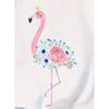Kids Crewneck Tee, Pink Flamingo Crown Floral Print