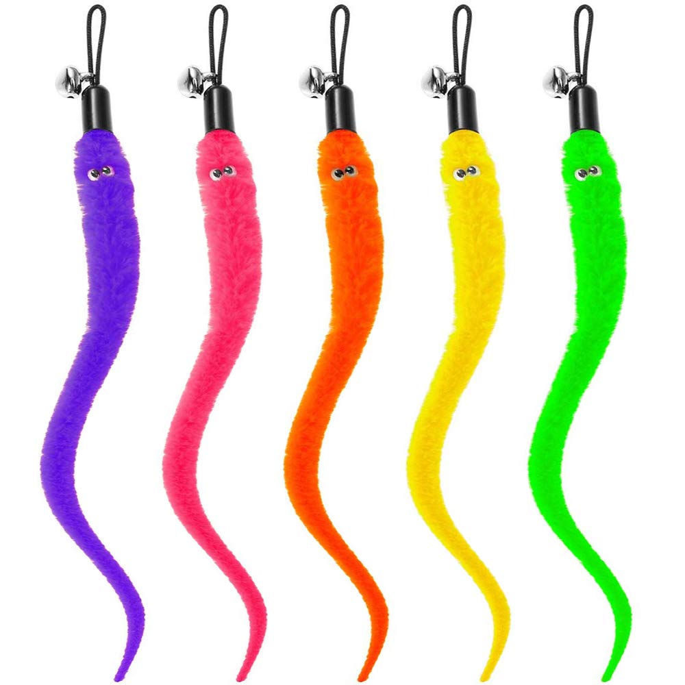 

Chaslean Natural Bird Feather Toys, Cat Toys with Bells, Replacement Bird Feathers, and Caterpillars, 5-Pack