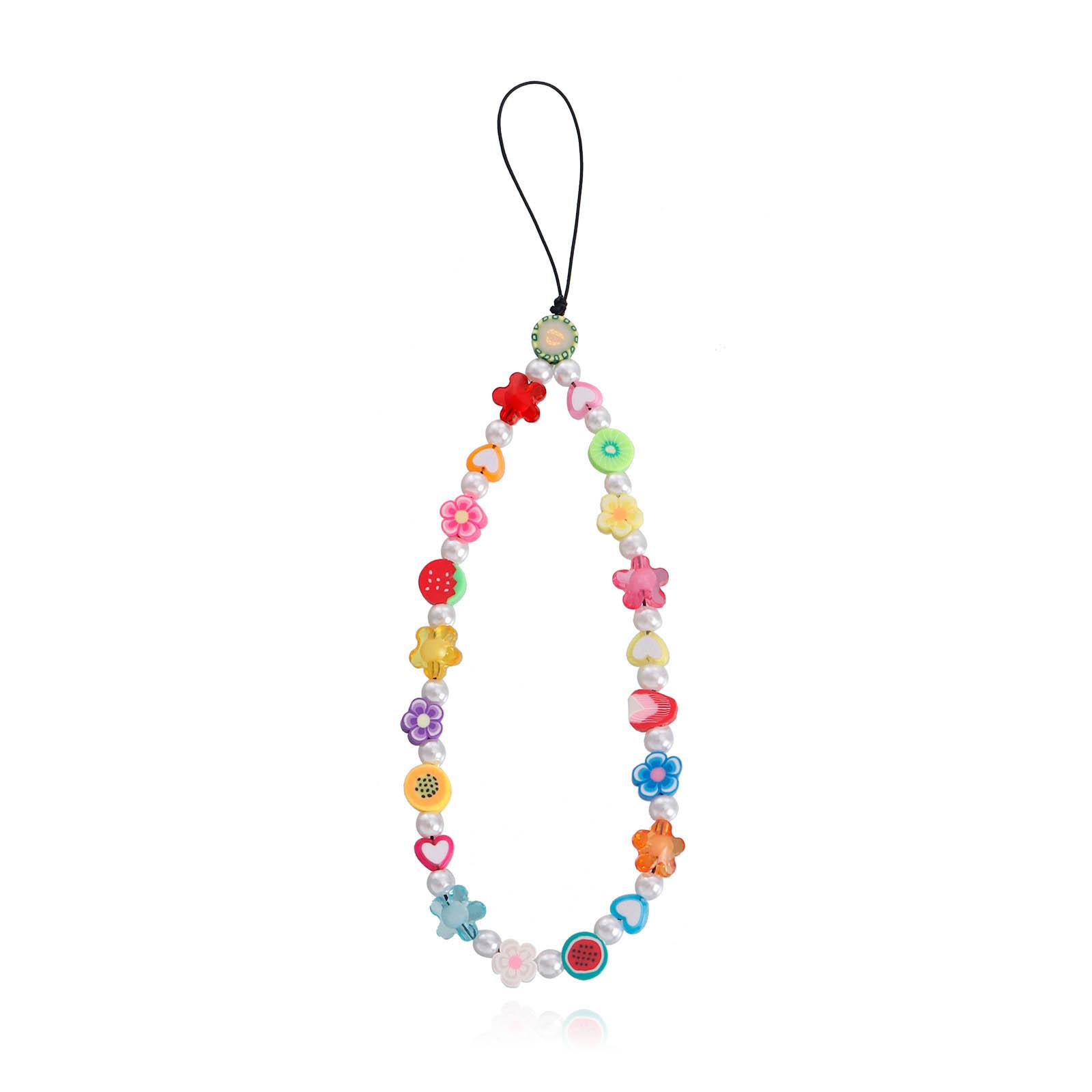 

Beads Keychain Colorful Phone Lanyard Rainbow Beads Phone Charm Cute and Colorful Beaded Accessory for Women Girls Teens 1