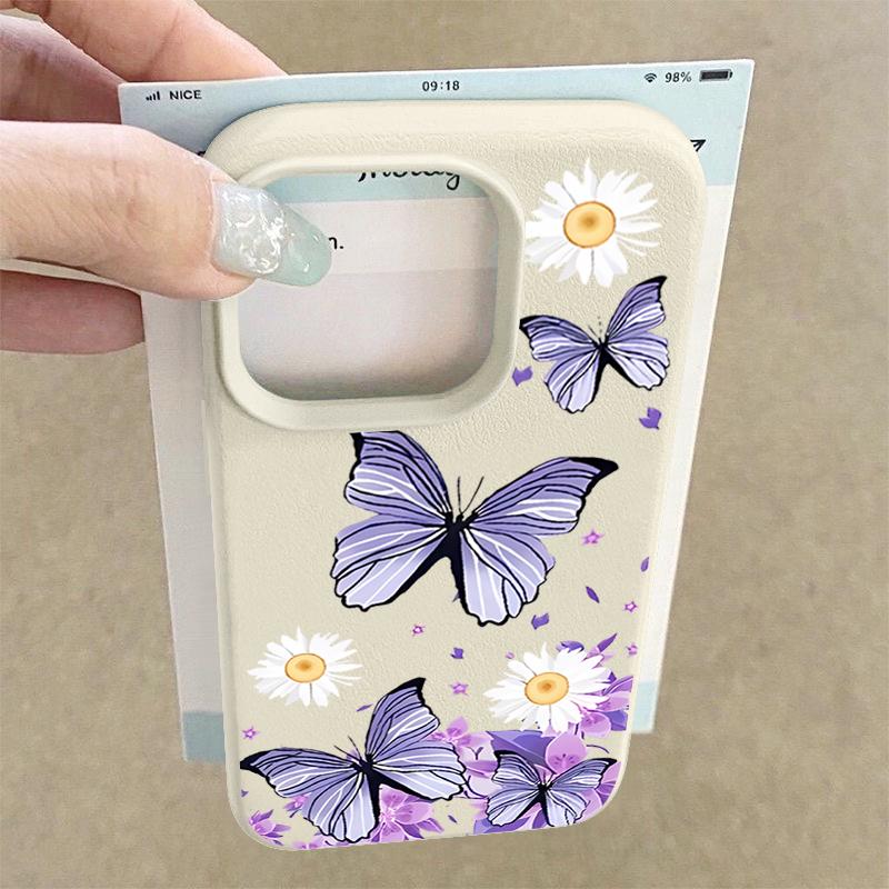 Cartoon Butterfly Flower Case For iPhone 16 Pro Max 15 14 13 12 11 Shockproof Slim Soft Silicone Case Cover