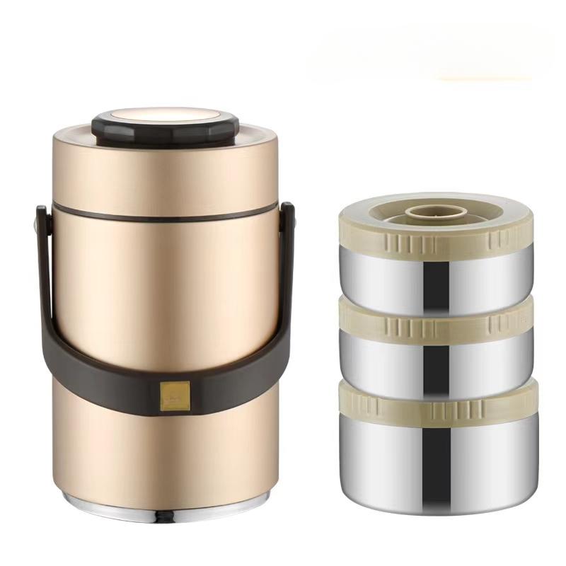 

2000 мл 304 нержавеющая сталь вакуумная изоляция ланч-бокс портативный 3-слойный вакуумный изолированный контейнер 3-слойный вакуумный изолированный контейнер 2300ML золотой