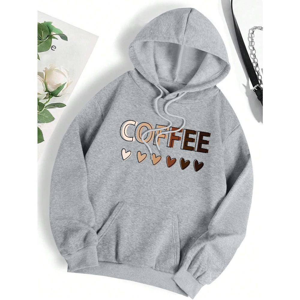 Love Coffee Funny Letter Graphic Printing Hoody Woman Fashion  Sweatshirt Casual S-6XL Hooded Autumn Oversized Clothing