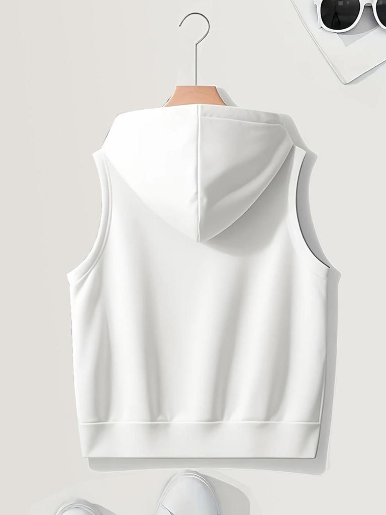 2025 Plus Size Women's Hooded Vest - Trendy, Casual, Loose, Slimming, Sleeveless Zipper Cardigan for Spring/Autumn