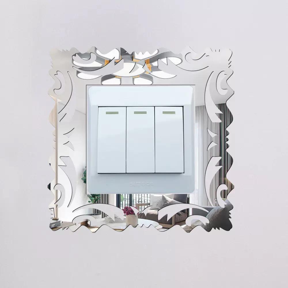 Square Cross Lace Acrylic Wall Sticker for Switch - Decorative, Self-Adhesive Mirror Design for Living Room & Bedroom