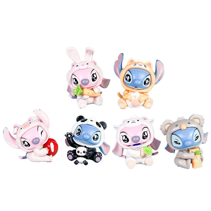 Stitch And Angel Rabbit Panda Tiger Cat Koala Pig Animal Series Ornament Model